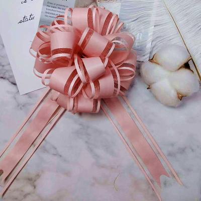 China Large Floral Large Size Pull Bow Birthday Party Ribbon Gift Organza Wrapping Pull Bow With Ribbon For Wedding Birthday Gift Baskets for sale