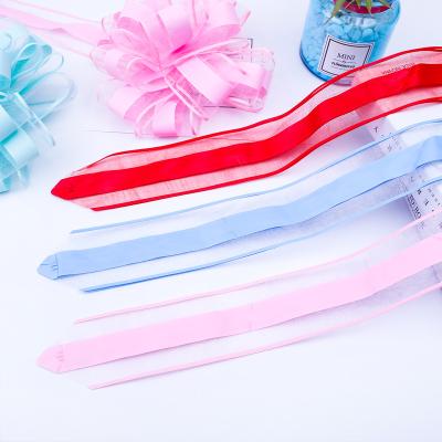 China Large Organza OEM ODM DIY Floral Large Size Pull Bow Wrapping Pull Bow With Ribbon For Wedding Birthday Gift Baskets Suppliers for sale