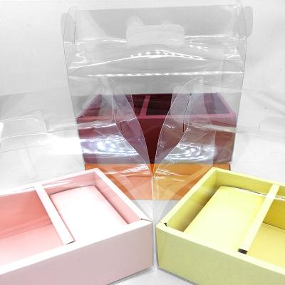 China Handmade Custom Packaging One Piece Packed Flower Logo Wrapping Paper Box Cake Macaron Cupcake Box With Clear Window for sale