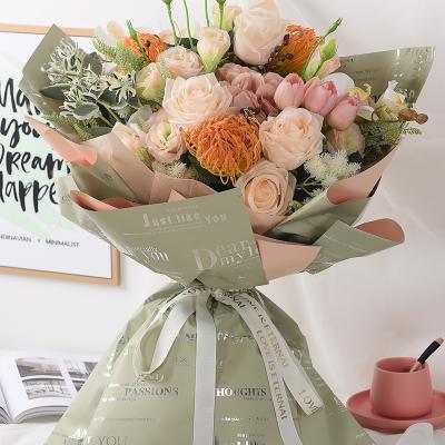 China Soft and Elegant Fashionable Custom Printed Flower Wrapping Paper for Tender Roll Bouquet Waterproof Flower Bouquet Wrapping Wrapping for sale