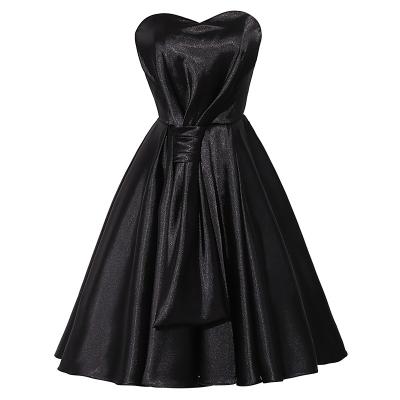 China Anti-Static Elegant Black Party Women Stain Short Evening Dresses Princess Prom Banquet Birthday for sale