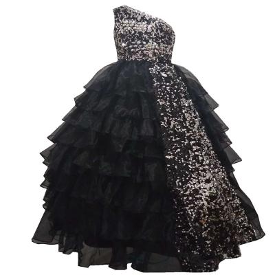 China Sleeveless Princess Customized Anti-Static Skirt Girls Black Organza Birthday Party Dresses for sale