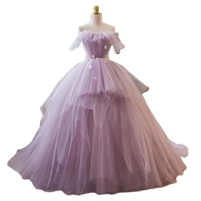 China Wedding Anti-static Photography Theme Studio Photo Dress Pink Outdoor Wedding Dresses for sale