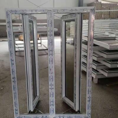 China Folding Screen Style Upvc Frame French Casement Opening Double Glazed Tempered Glass Windows For Home for sale