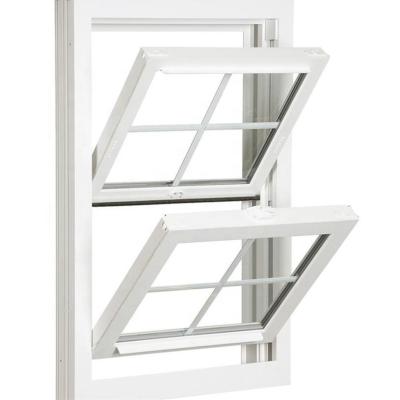 China Magnetic Screen American Style PVC Vinyl Double Hung Window Replacement Windows With Nailing Fin for sale