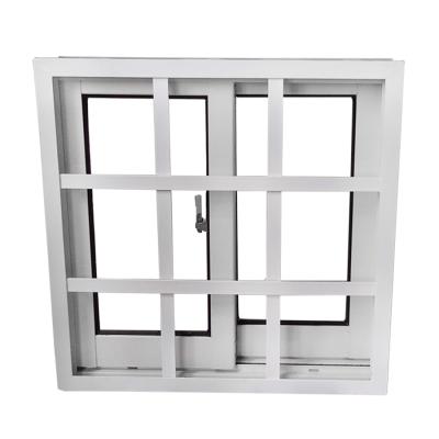 China Folding Screen Double Glazed Burglar Proof Aluminum Sliding Windows With Anti Theft Metal Grill /Bar for sale