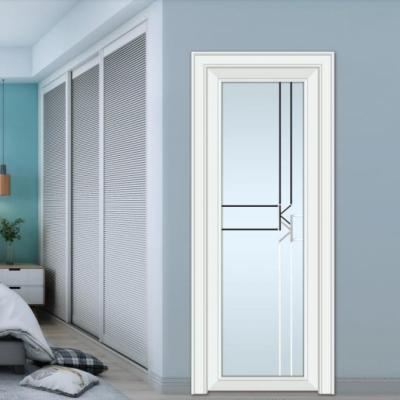 China Modern Simple Casement Titanium Magnesium Alloy Frosted Glass Doors Waterproof Bathroom Door for sale