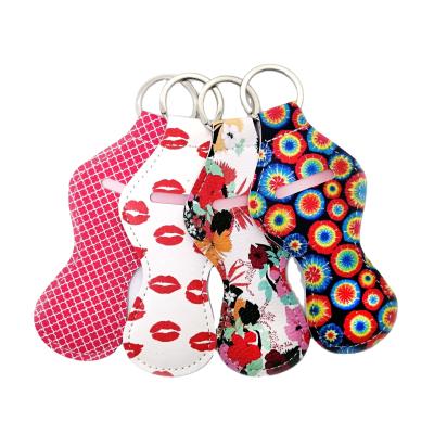 China Metal Lip Balm Stick Container Lip Leather Gloss Sanitizer Holder Chain Key Chain For Kids for sale