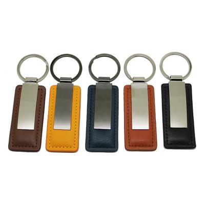 China Souvenir Gift Wholesale Custom Cheap Leather Key Chain Lanyard Personalized Logo Leather Wristlet Luxury Printed Metal Leather Key Chain for sale