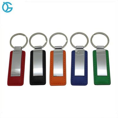 China Fashion Widely Promotional Rectangle Custom Coloful Leather Key Chain for sale