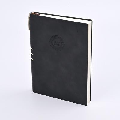 China Printed Classic Notebook Printing PU Leather Hardcover Diary 2023 Custom Print Notebook Size  Black Cover for sale