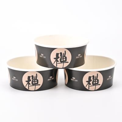 China Disposable Best Black Paper Soup Bowls With Lids For Hot Food Gold Foiled Food Container Paper disposable salad bowls for sale