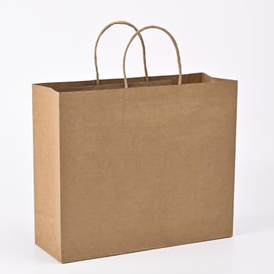 China Recycled Materials Recyclable Kraft Paper Bag With Own Logo Custom Shopping Paper Bag For Food With Handle Take away Bag for sale