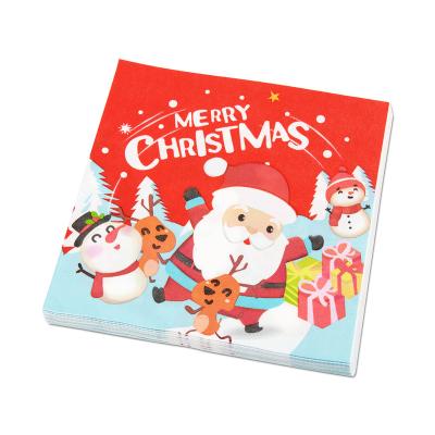 China Disposable Cheap Price Christmas Paper Napkin Disposable Printed Napkins Custom Paper Napkin Printing for sale