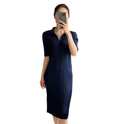 China 2021new Summer Pleated Customized Breathable Pleated Loose Collar Sleeve Dress Length Spring Shirt Short Medium Casual Dress/Series for sale