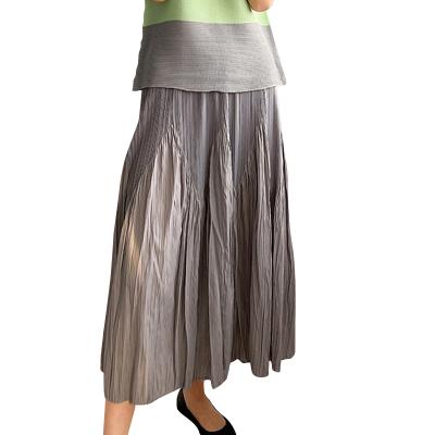 China Miyake breathable pleated skirt women's high waist and pleated skirt new thin temperament leisure long in summer of 2021 for sale