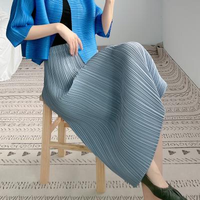 China Issey Miyake anti-static pleated summer slim front slit joker skirt women's high waist hip slim skirt for sale