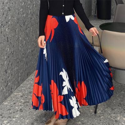 China Wholesale Fashion Anti-Static Corrugated Polyester Pleated Material Women Longs Elegant Causal Dresses Skirt for sale