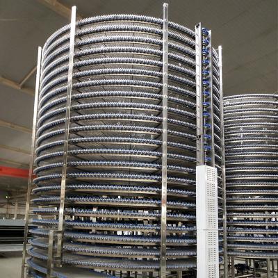 China Snack Factory Bakery Spiral Cooling Tower Conveyor Bread Commercial Food Cooler Equipment Te koop