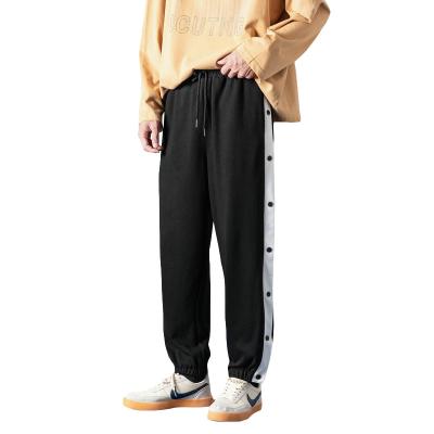 China new design Anti-wrinkle side buttons elastic pants men's cargo style loose jogger pants for man for sale