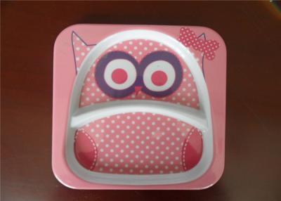 China Cute Square Melamine Plates Custom Cartoon Printing With Rice Husk Natural Fiber Material for sale