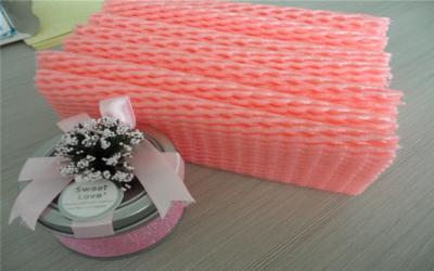 China EPE Foam Recyclable Fruit Foam Net Fruit Protective Packaging , Red And White Color for sale