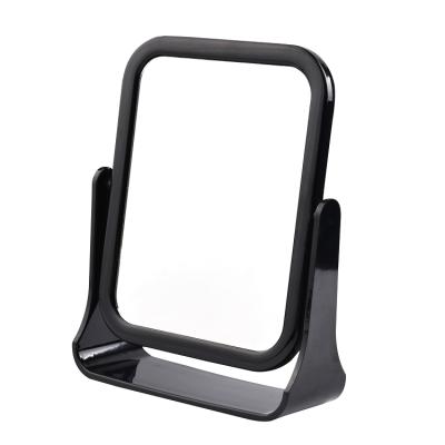 China Double Sided Rotating Square Makeup Plastic Desktop Mirror, Black Table Mirror for sale