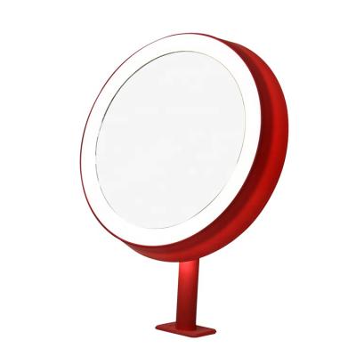 China Lighted Portable Cosmetic Table Mirror For Makeup , Makeup Mirror With Light And Case for sale