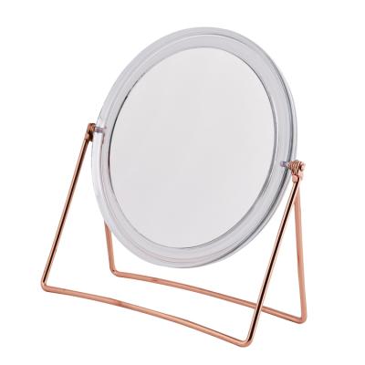 China Reversible Round Double Side Magnifying Table Mirror With Metal Frame for sale