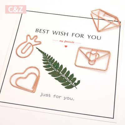 China Different Types Metal Rose Gold Paperclip With Love Arrows And Diamonds Envelopes Pineapple Paperclip for sale