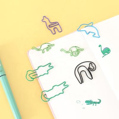 China PVC Coated Cute Animal Wire Dinosaur Crocodile Sloths Bookmark Paperclip School Office Supply Papelaria Gift Stationery for sale