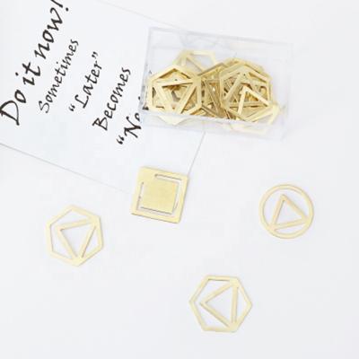 China Office ; School Gold Geometry Flat Metal Paper Clip for sale