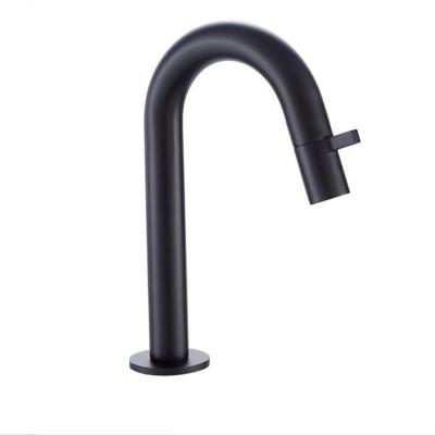 China Matte Black Bathroom Faucet One Hole Basin Faucet Modern Deck Mounted Cold Water Metered Wash Single Faucet Faucets for sale