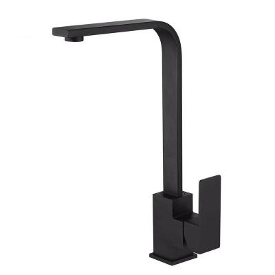 China Sense Faucets Matte Black Luxury Square Black Kitchen Faucet Pull Out for sale