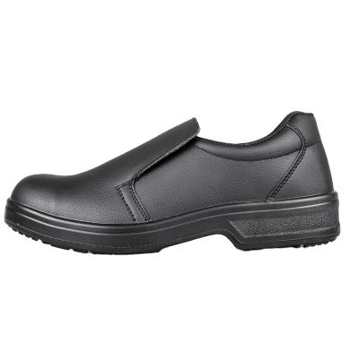 China Wholesale Black Non-slip Safety Shoes Oil Resistant Black Microfiber Leather 1.6mm For Kitchen Chef Toe PU Steel Outsole for sale