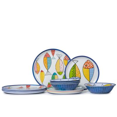 China Modern Design Western Shiny Uneven Surface Ceramic Splint Bowl Dinnerware Set for sale