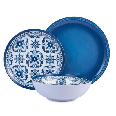 China Factory supply wholesale price viable blue color cheap plastic melamine dinnerware set for 4 person for sale