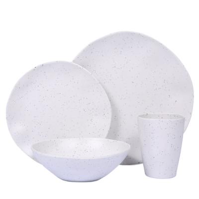 China Sustainable Western Style Modern Dish Set White Melamine Dinnerware , Plate Sets High End Plastic Dinnerware for sale