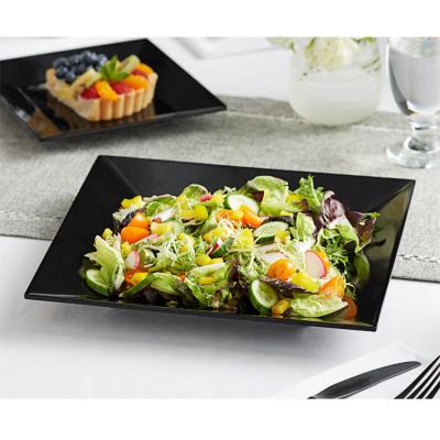 China Platos Viable Cuadrados Nordic Salad Dinner Dish Set, Customized 12 Inch Black Melamine Dish Square for sale