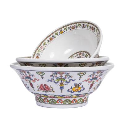 China Cuencos de plastico 2021 cute modern noodle bowl viable, 3pcs floral design melamine bowl set for soup for sale