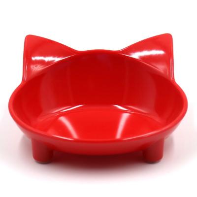 China Cat Cuenco Para Viable Mascotas Plastic Pet Bowls Shape, BPA Free Red Cute Melamine Slanted Pet Bowl for sale