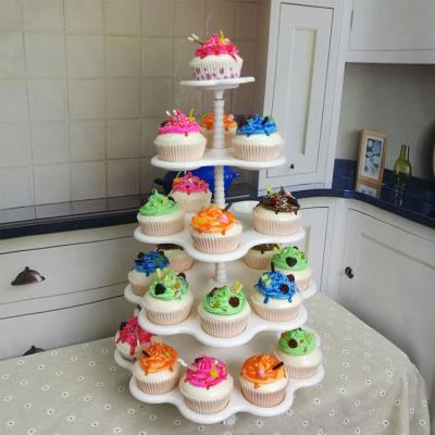 China Plastic Viable Bandejas Fiesta Cupcake Cake Tier, Home Birthday Party Melamine 3 Tier 5 Tier Cupcake Stand for sale