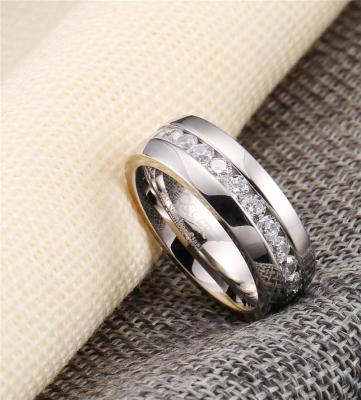 China New Hiphop Stainless Steel Love Jewelry Design Wedding Band Engagement Rings With CZ For Lover Couples for sale