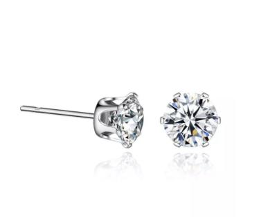 China Fashion Hip Hop CZ Earring Stud Stainless Steel Clear Cubic Zircon Bling Earring 3-8mm for sale