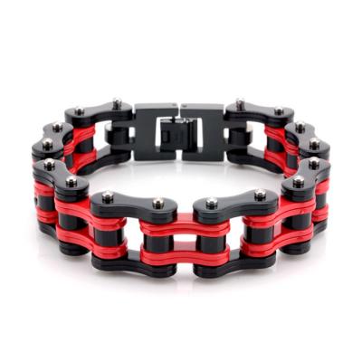 China Wholesale And Retail Colorful Chains Stainless Steel Bike Motorcycle Hiphop Heavy Solid Bracelet for sale