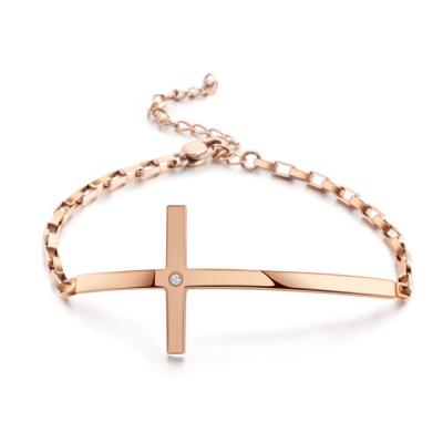 China Most Popular Rose Gold Cross Diamond Bangle Bracelet Jewelry for sale