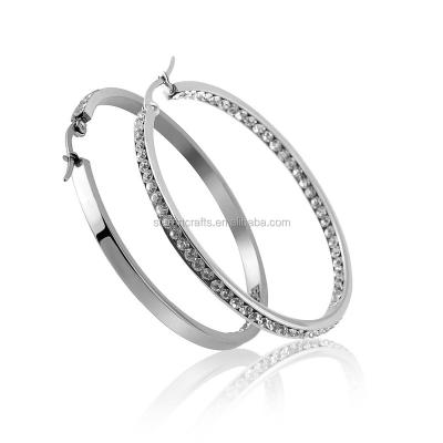 China Popular Fashion The New Stainless Steel Women Setting Full CZ Stone Earring for sale