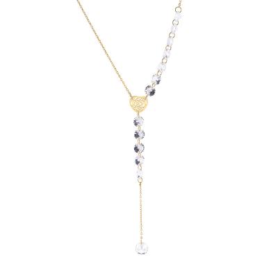 China CLASSIC Clear Stainless Steel CZ Necklace 18k Gold Stainless Steel Chain for sale