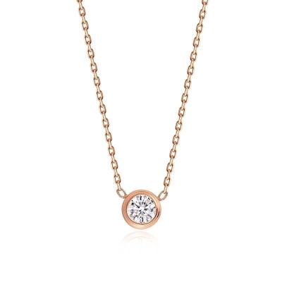 China CLASSIC Round Clear Charm Rose Gold Stainless Steel Zircon Pendant Classic Scarf for Lady for sale