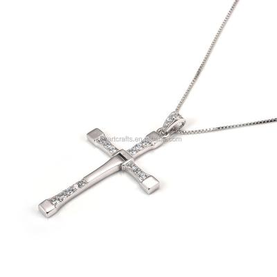 China 7 FAST and FURIOUS cross pendant necklace same type 316L stainless steel rhinestones cross Dominica pendant toretto chain pendant necklace for sale